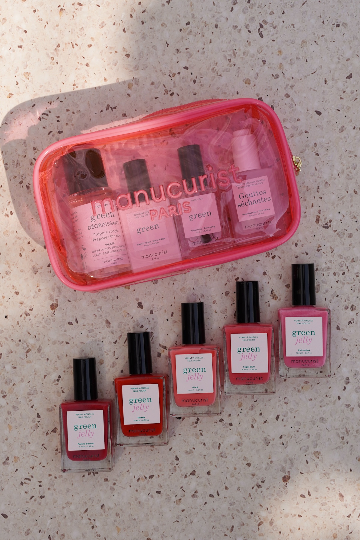 Manucurist Sweetscape Green Jelly collectie vijf kleuren koraal rood roze