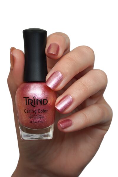 Trind Caring Color Fleur de Rose CC369 lichtroze nagellak met gouden shimmer